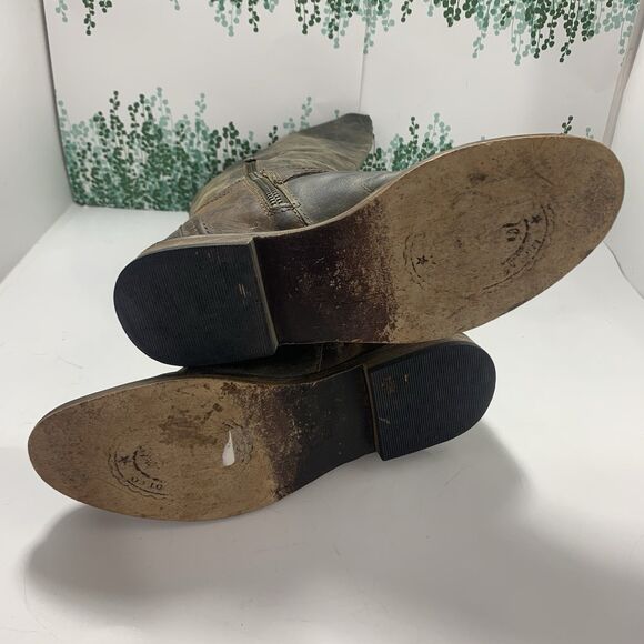 Spirit By Lucchese Leather Distress Brown Riding Boots Tall Calf Buckle Size 6.5 - Picture 14 of 16